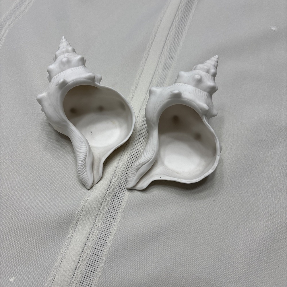 Yankee Candle Seashell Conch Shell Porcelain Tea Light Holders Set Of 2